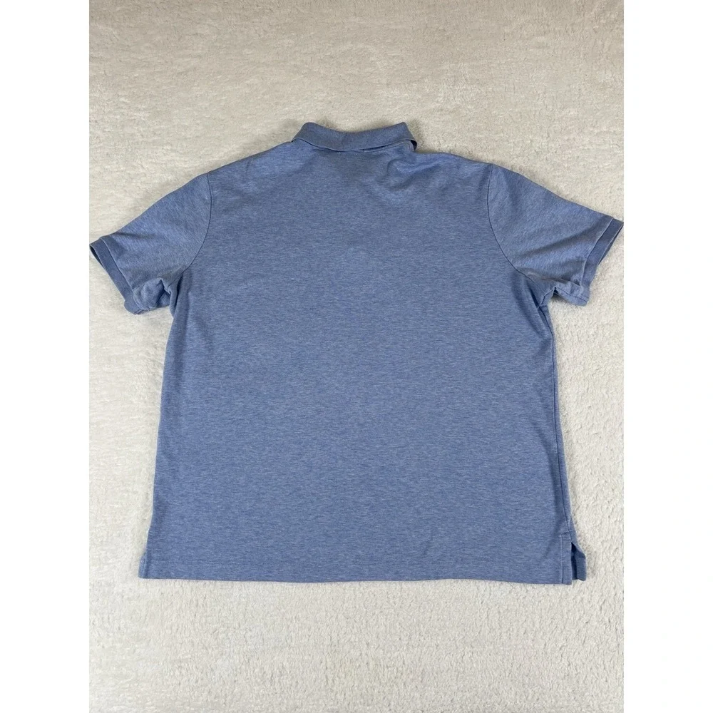 Polo Ralph Lauren Classic Fit Polo‎ Shirt Heather Blue Red Pony Men's Lg Preppy